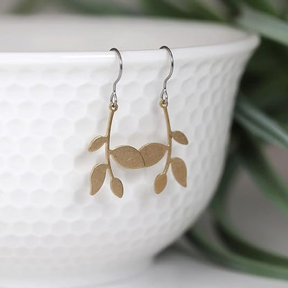 Leaf Branch Dangle Earrings