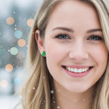 Boucles d'oreilles à tige en forme de sapin de Noël pailleté, 11 mm