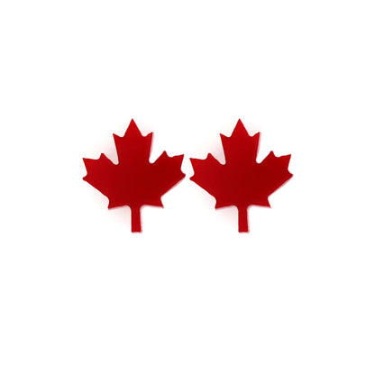 red canadian maple leaf earrings