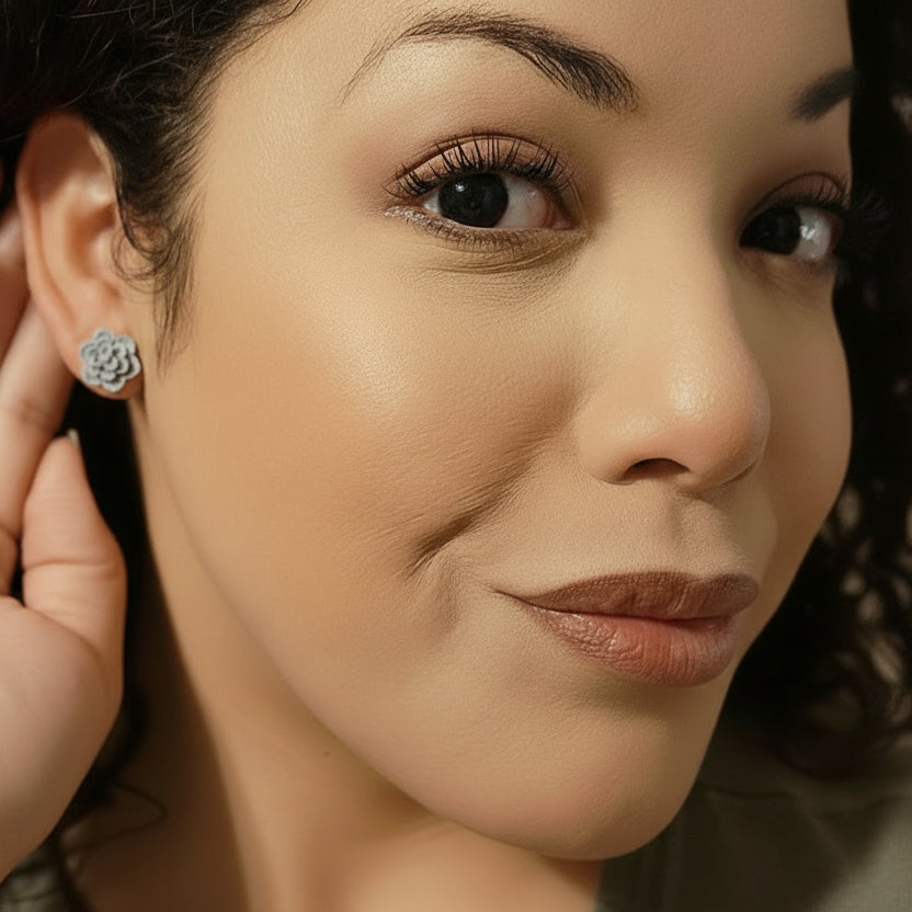 Succulent Stud Earrings, 13mm