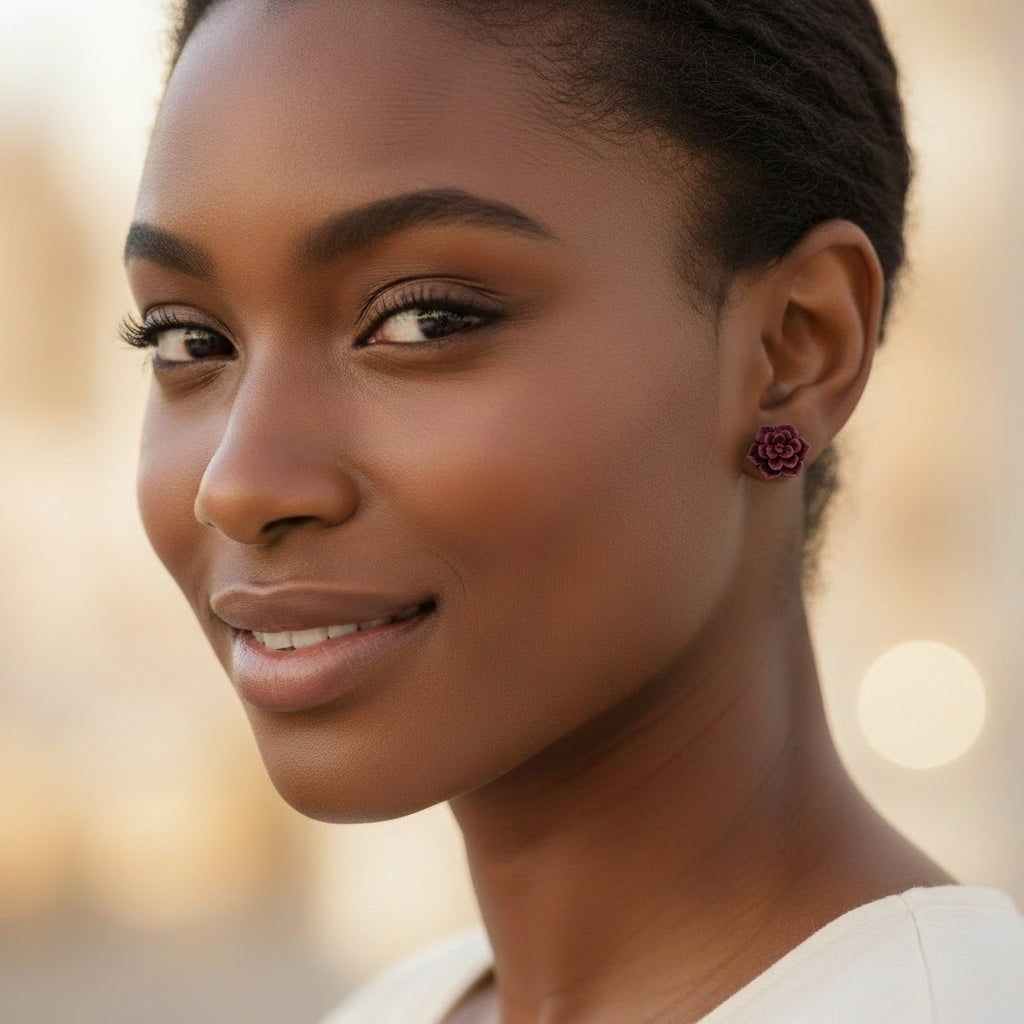 Succulent Stud Earrings, 13mm