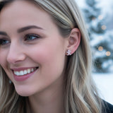 11mm Glitter Gingerbread, Green Tree, 8mm Druzy Red- Stud Earrings Set