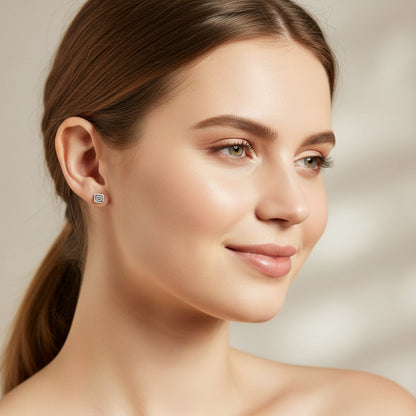 Titanium Square Spiral Stud Earrings