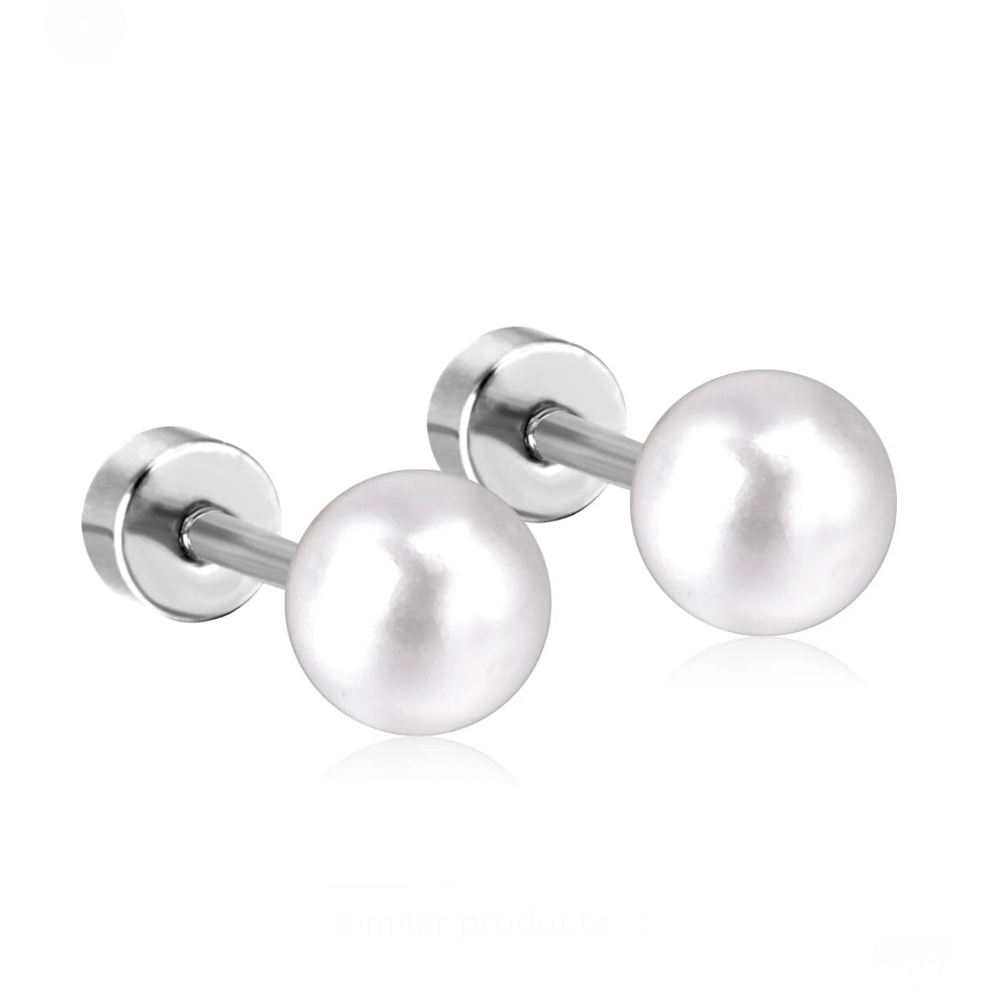 A pair of screw-back, simulated pearl earrings with a gold PVD coating.
