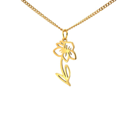 Birth Month Flower Necklace 18K Gold PVD Plated Stainless Steel