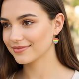 Rainbow Striped Heart Dangle Earrings