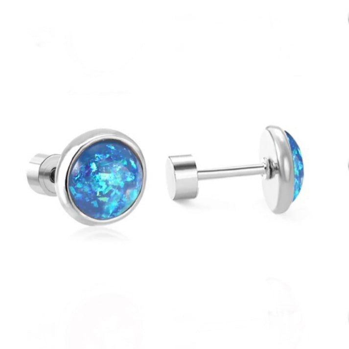 opalescent cabochon screw back earrings 