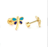 Stainless Steel, PVD 18k Gold Coating, Screw on Flat Backs, Dragonfly 6 Colors