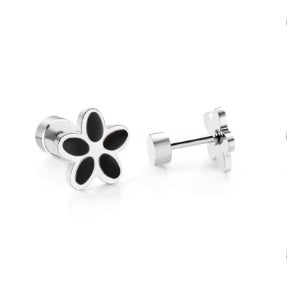 Screw Backs Flower Earrings, PVD 18k Gold Nickel-Free