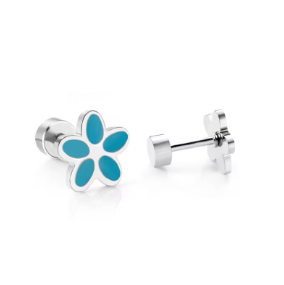 Screw Backs Flower Earrings, PVD 18k Gold Nickel-Free