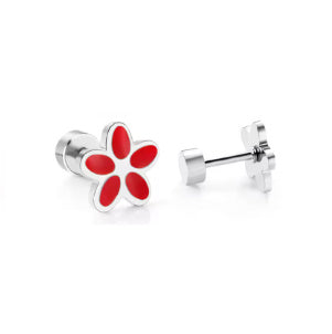Screw Backs Flower Earrings, PVD 18k Gold Nickel-Free