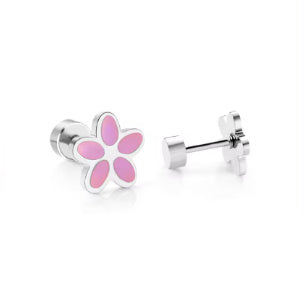 Screw Backs Flower Earrings, PVD 18k Gold Nickel-Free