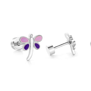 Screw Back, Dragonfly Earrings, PVD 18k Gold Nickel-Free