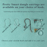 Dangle Earrings Fine Line Monstera Leaf Design Invisible Clip On, Titanium or Plastic Hook