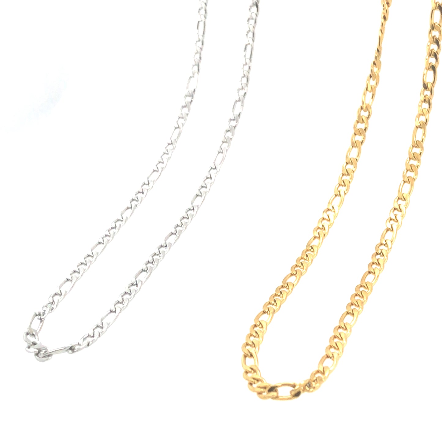 Figaro Necklace 18K Gold PVD Plated Stainless Steel, 3.0mm Wide, 17" Long