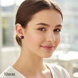 Boucles d'oreilles à tige en pierre d'agate rouge, 10 mm