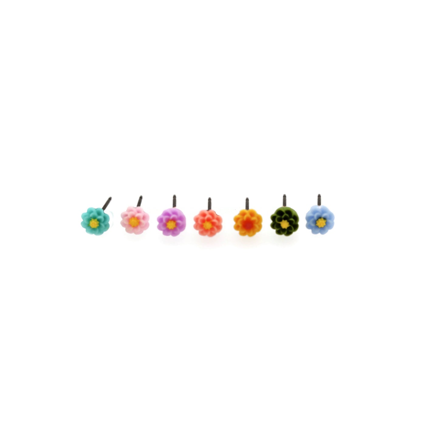 7 colors of 6mm flower earrings