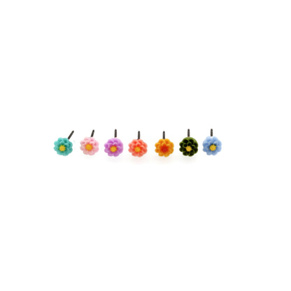 7 colors of 6mm flower earrings