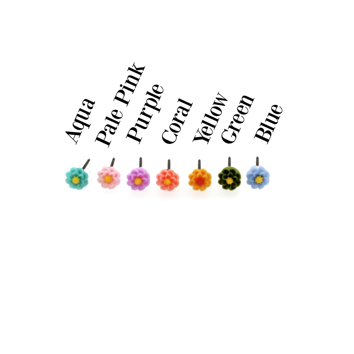 7 colors of 6mm flower earrings