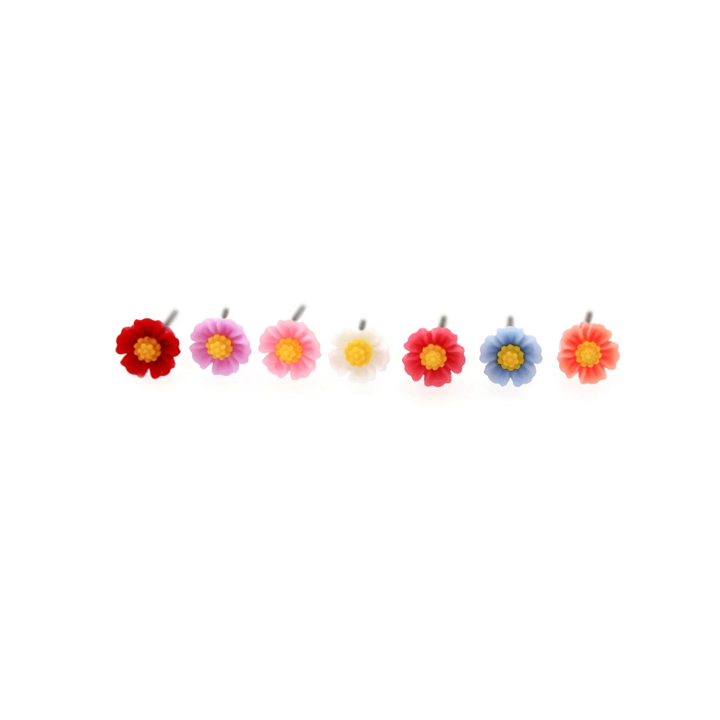 all 7 colors of flower earrings