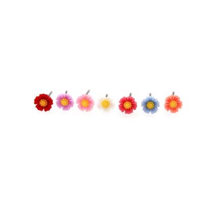 all 7 colors of flower earrings