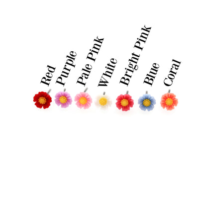 seven flower earrings, all colors