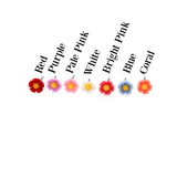 seven flower earrings, all colors