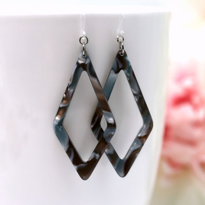 Rhombus Acrylic Dangle Earrings - 2 colors