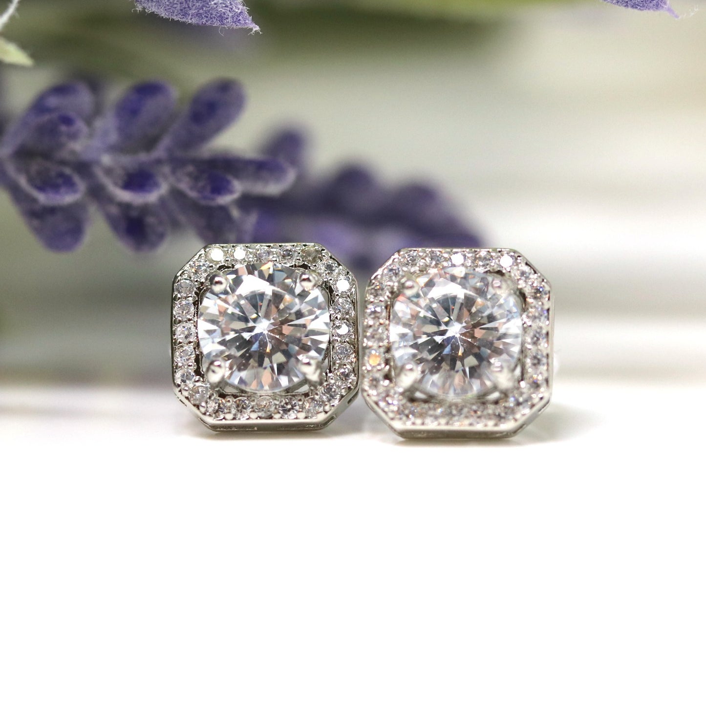 Halo Rhinestone Invisible Clip On Earrings, 10mm