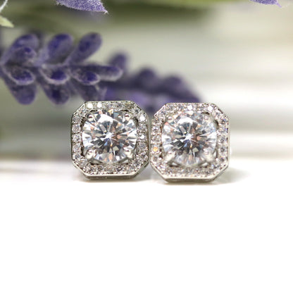 Halo Rhinestone Invisible Clip On Earrings, 10mm