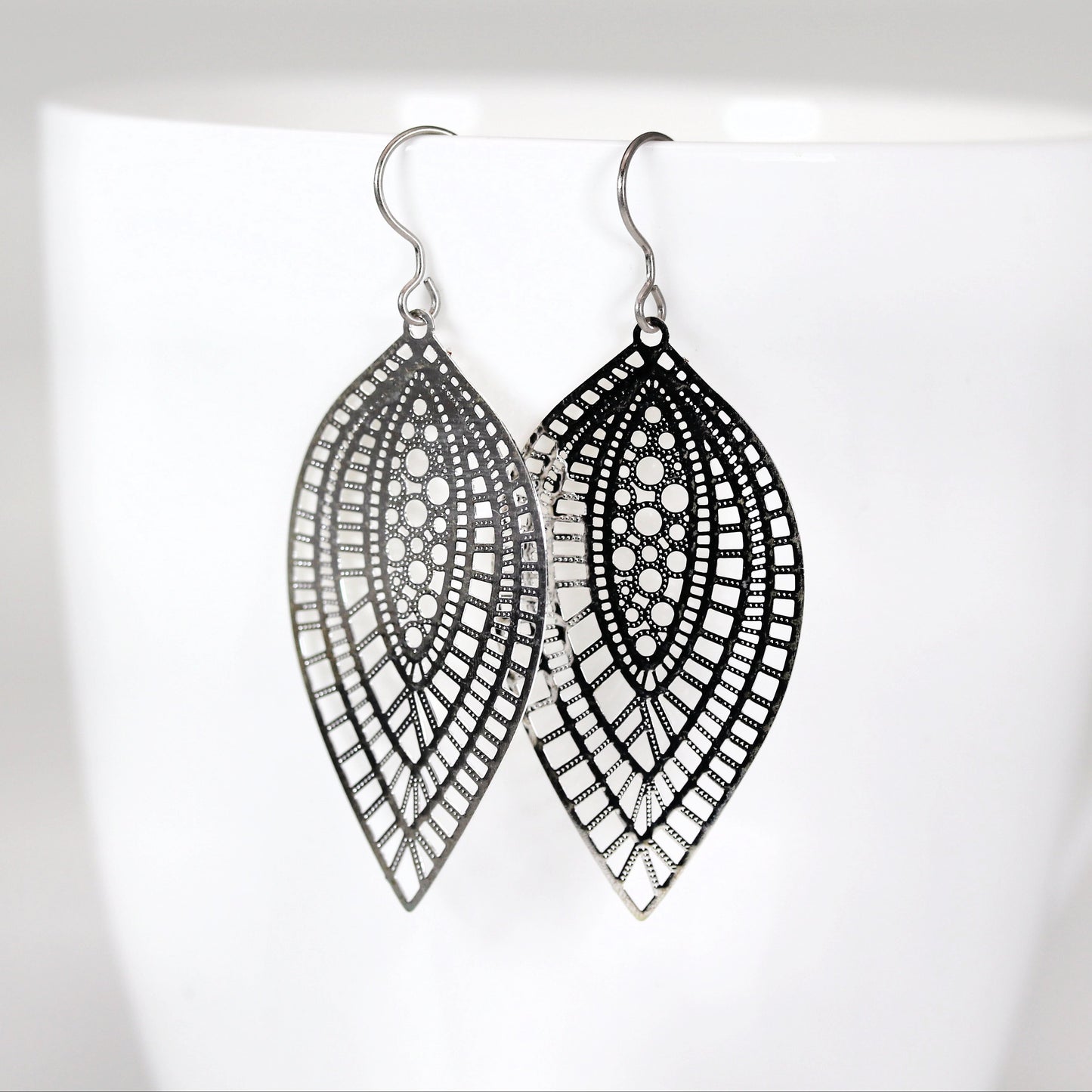 Lace Filigree Teardrop Dangle Earrings