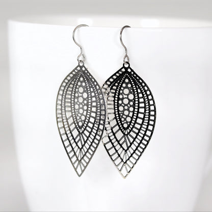 Lace Filigree Teardrop Dangle Earrings