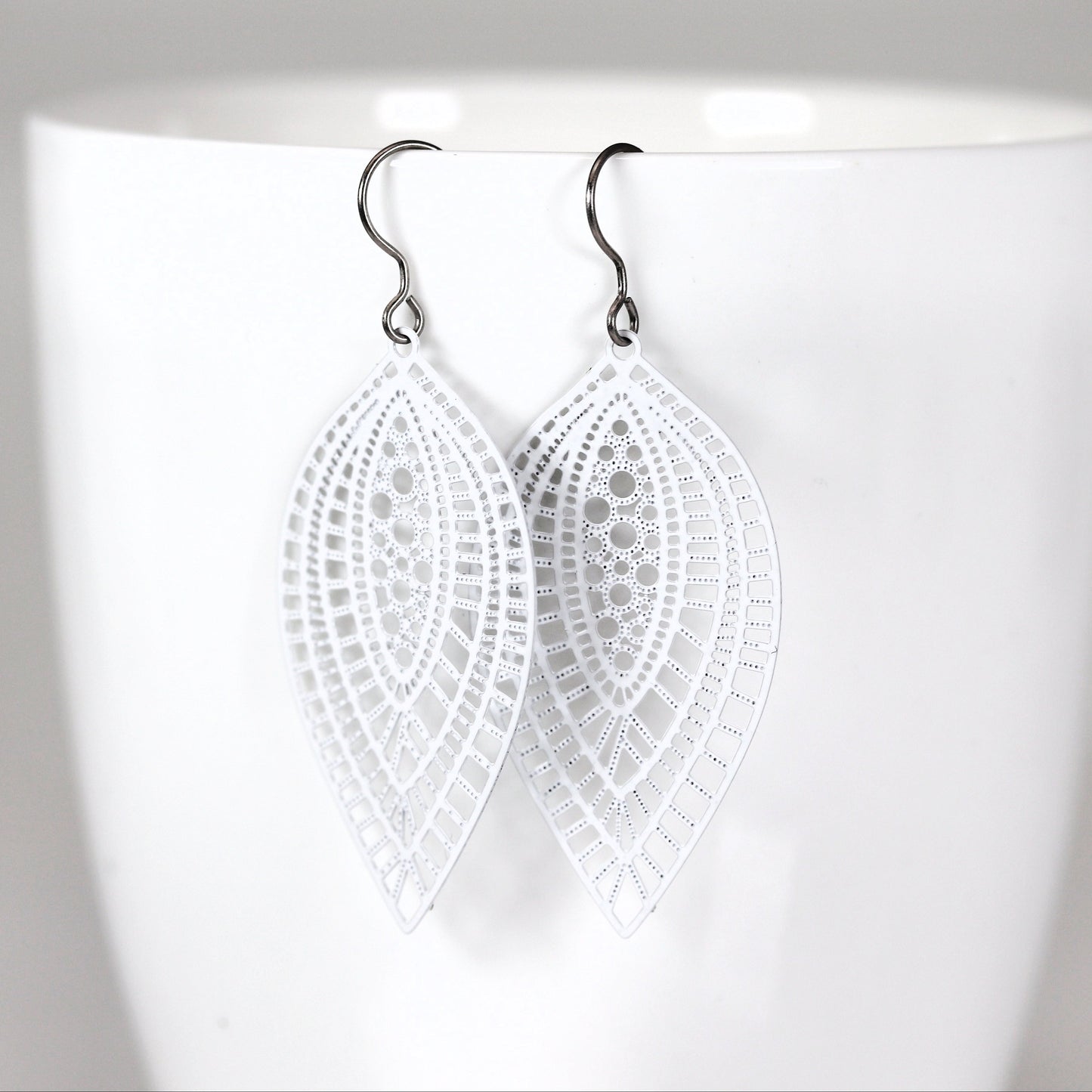Lace Filigree Teardrop Dangle Earrings