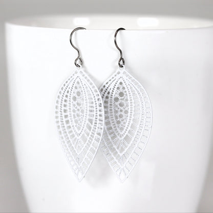 Lace Filigree Teardrop Dangle Earrings