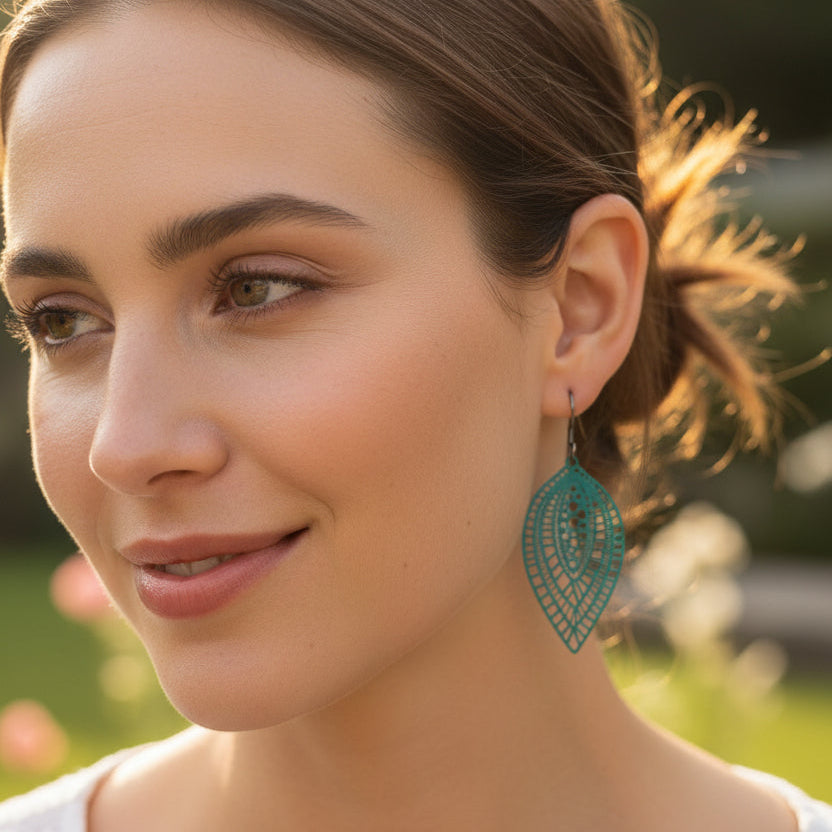 Lace Filigree Teardrop Dangle Earrings