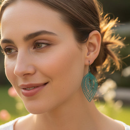 Lace Filigree Teardrop Dangle Earrings