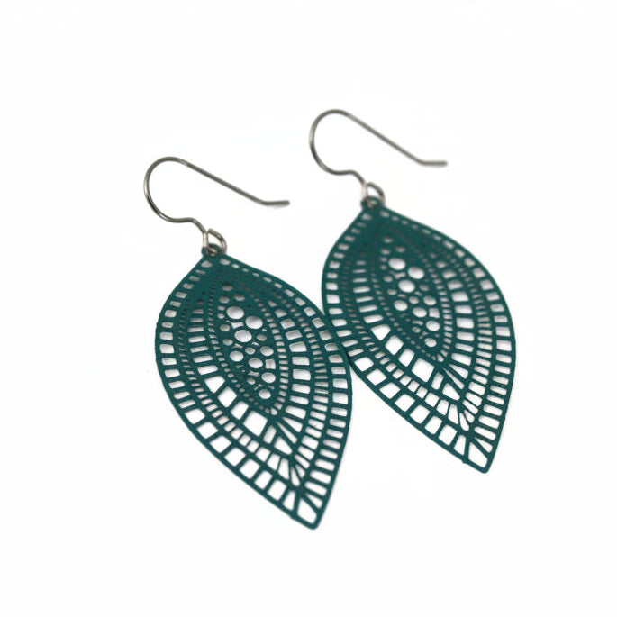 Lace Filigree Teardrop Dangle Earrings