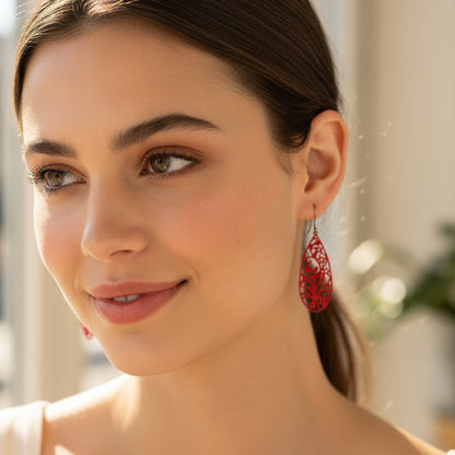 Boucles d'oreilles pendantes en forme de larme en filigrane - 7 couleurs