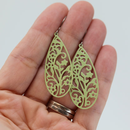 Boucles d'oreilles pendantes en forme de larme en filigrane - 7 couleurs