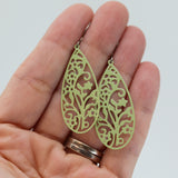 Dainty Floral Filigree Teardrop Dangle Earrings