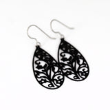 Dainty Floral Filigree Teardrop Dangle Earrings