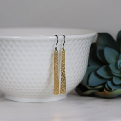 Embossed Tapered Bar Dangle Earrings