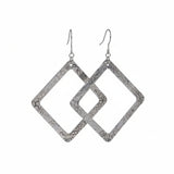 Boucles d'oreilles pendantes carrées à motif floral en relief