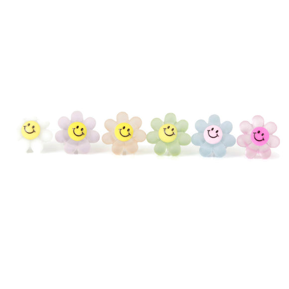 Clous d'oreilles en forme de fleur avec smiley, 12 mm