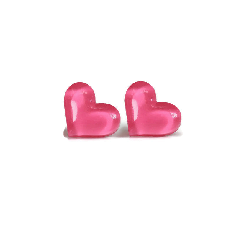 dark pink heart earrings