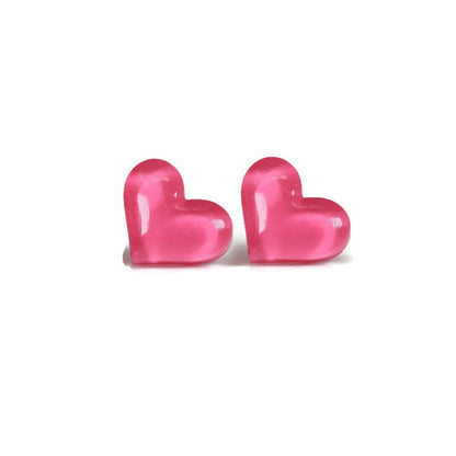 dark pink heart earrings
