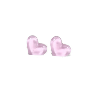 Plastic Posts or Invisible Clip On Metal Free Heart Earrings, 10mm