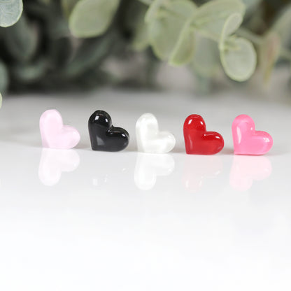 pink, black, white, red and light pink heart earrings