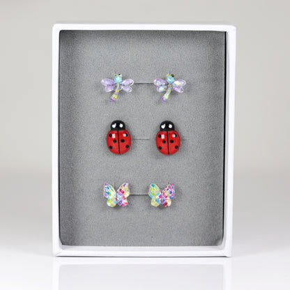 Dragonfly, Ladybug, Butterfly - Stud Earring Gift Set
