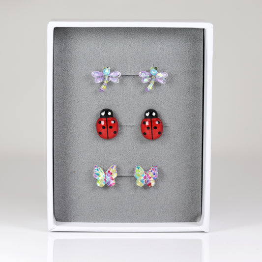 Dragonfly, Ladybug, Butterfly - Stud Earring Gift Set